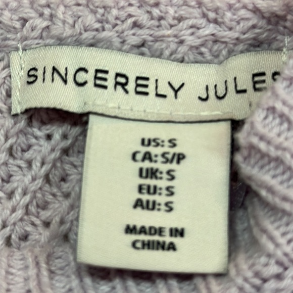 Sincerely Jules Adjustable Lavender Longsleeve Double Vneck Knit Cropped Sweater - Picture 6 of 8